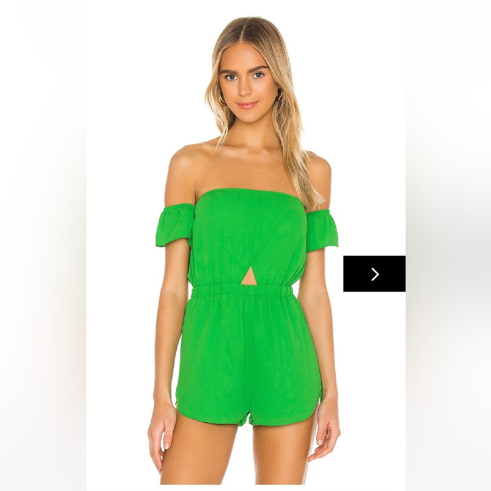Superdown Aviana Off Shoulder Romper Lime Green Size Small